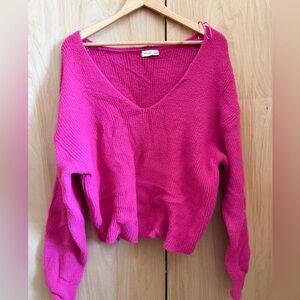 Gentle Fawn Vneck Vibrant Pink Nylon Sweater